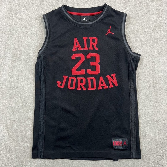 Jordan Retro Basketball Jersey Size L 12-13 Black Red Air 23 Jumpman Mesh Tank — photo 2